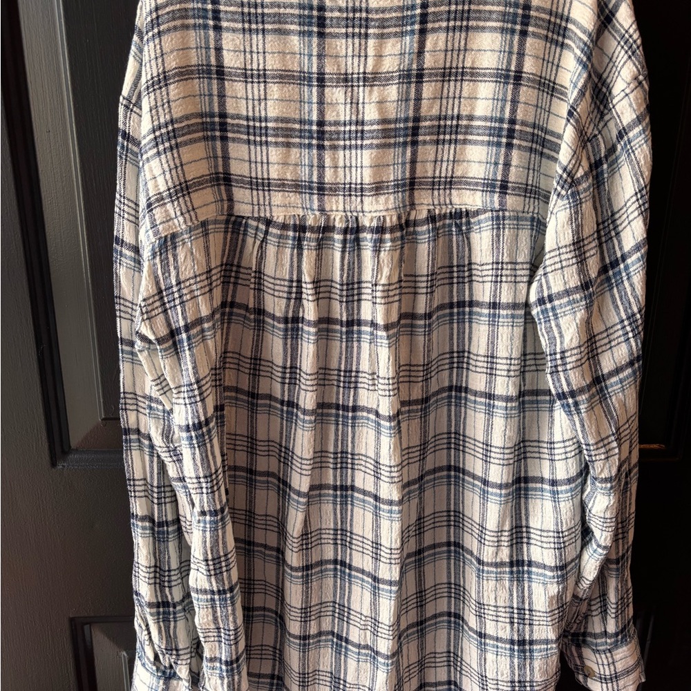 Anthropologie Hadley Relaxed Plaid Button Down Shirt - Size S, Navy NWT - Picture 5 of 6